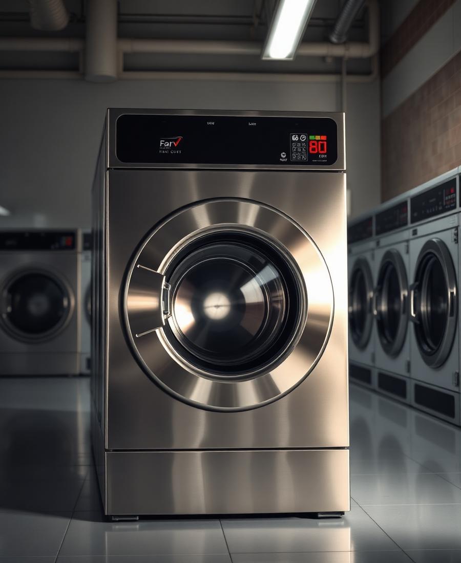 Large stainless steel high-capacity industrial washing machine
